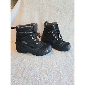 The North Face Boys Size 2 Chilkat Lace II Boots Kids Youth Black Waterproof